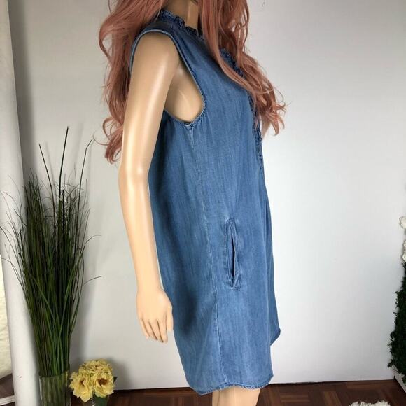NWT Max Jeans Denim Ruffle Dress Pockets Size S - Picture 4 of 10